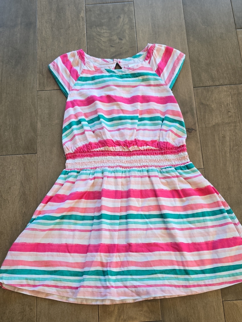 Gymboree Pink, Teal & White Striped Cotton Day Dress
